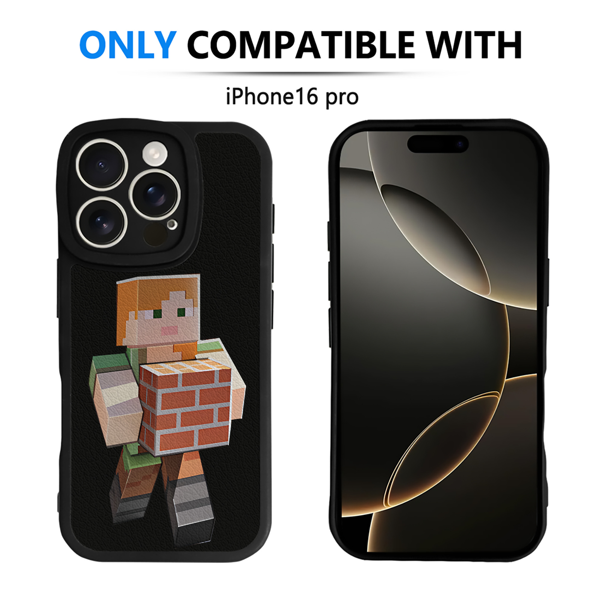 （画像用） マインクラフト ブロックの世界 Minecraft MC Block world 【iPhone 16シリーズ対応】シリコンスマホケース（レザー調） 材質：シリコン